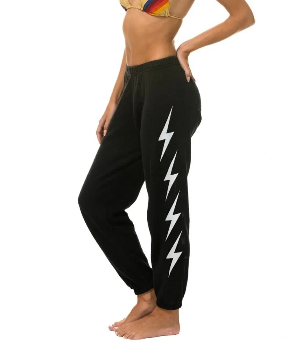 AVIATOR NATION 4 Bolt Black Charcoal Pull-On Jogger Sweatpants Size Small